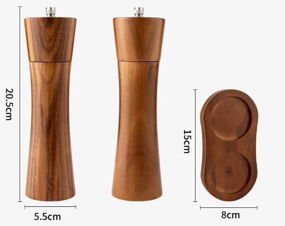 Salt- och pepparkvarn i trä, stor (20 cm)