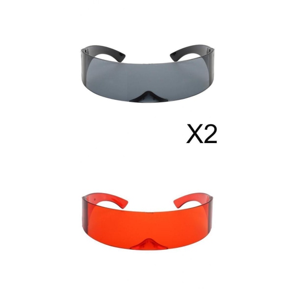 2 stykker terrestriske briller, robotterrestriske briller, festartikler, briller unisex futuristiske solbriller