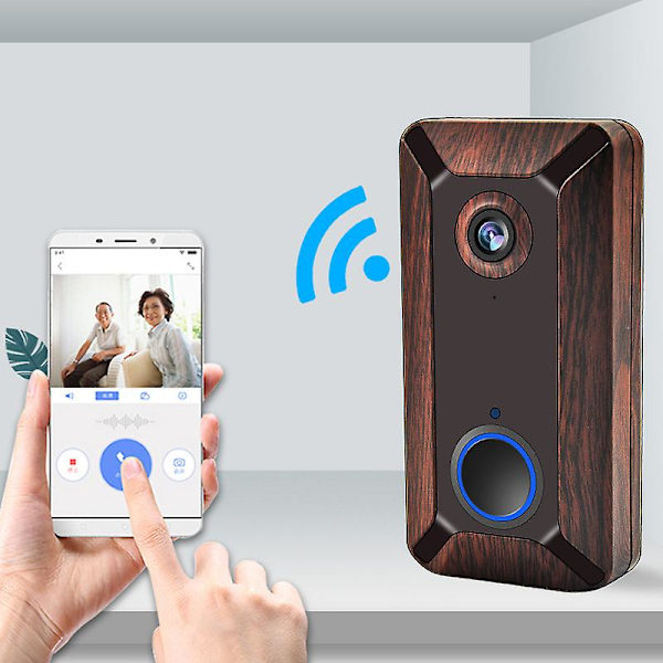 V6 Intelligent Wifi Visual Dørklokke Trådløs HD Fjernbetjening Hjemovervågning  TalkBlack