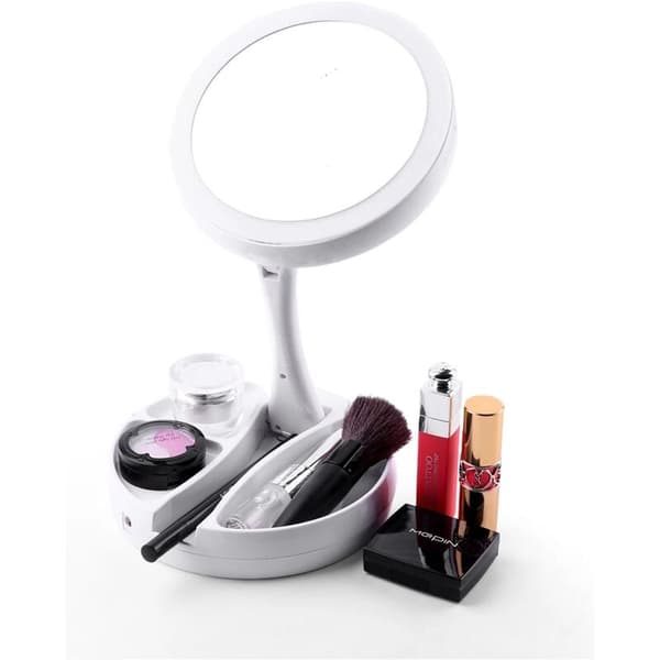 Portable Folding 1x/10x Magnification LED Lighted Double-Sided Makeup