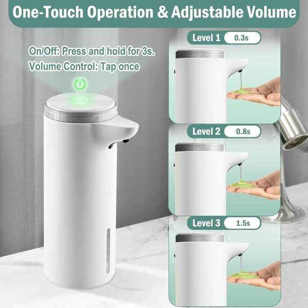 Automatic Soap Dispenser - Touchless Dispenser with Upgraded Auto & Manual Mode, Water Resistant, Adjustable Volume for Thick & Thin Liquid