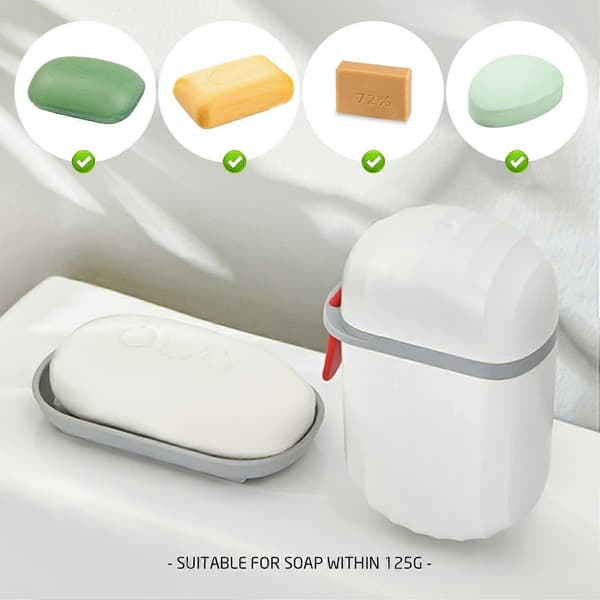 2 Pcs Travel Soap Dishes, Soap Holder with Lid, Portable Soap Storage Rack, Double Leak-Proof Soap Dish (White)