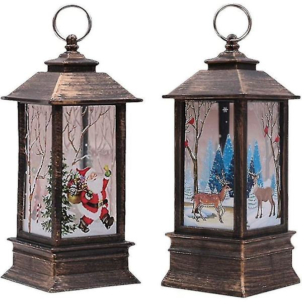 Julepynt Lys Julenissen Og Elg Lys Med Led Te Lys Lanterne Flamme Lampe Ildfrie Lys Lampe Til Jul Fest Dekor 1stk