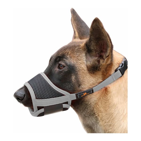 Dog Muzzle, Soft Nylon Dog Muzzle, Anti-Bark and Chew, with Breathable Mesh, Adjustable Buckle, S, Grey