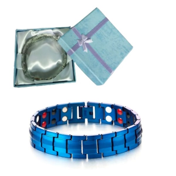 Raffineret stil - Magnetisk titanarmbånd til mænd - Element med Germanium-magneter - Værktøj til fjernelse af link inkluderet, blå