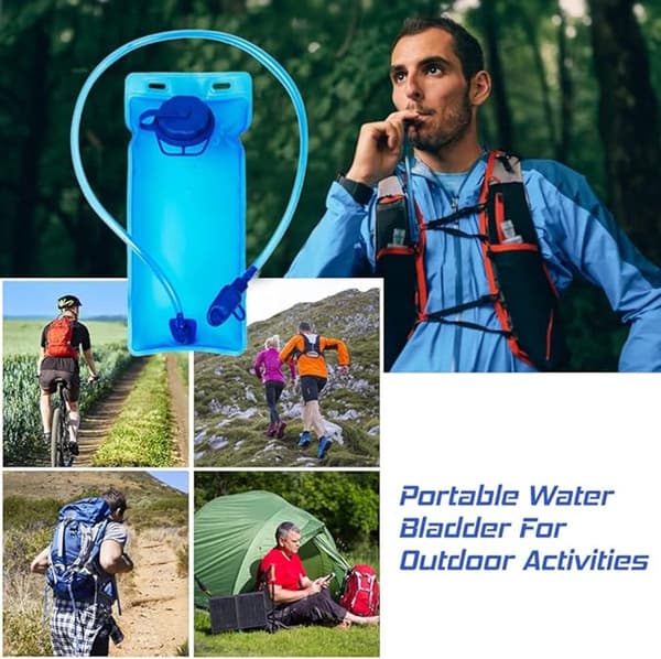 2-pack 2L Hydration Bladder - Leak-Proof Water Reservoir with Hose - Replacement Bladder for Hydration Backpack Hiking Cycling Running Blue blauw