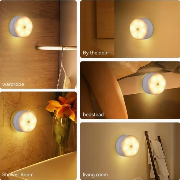 Motion Activated LED Night Light - USB Rechargeable Sensor Night Lamp - White Light