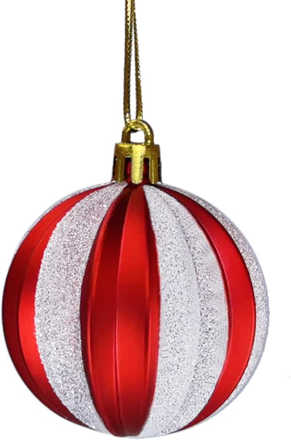 12-pack Christmas Tree Baubles Red, Christmas Tree Decorations with Hanging String