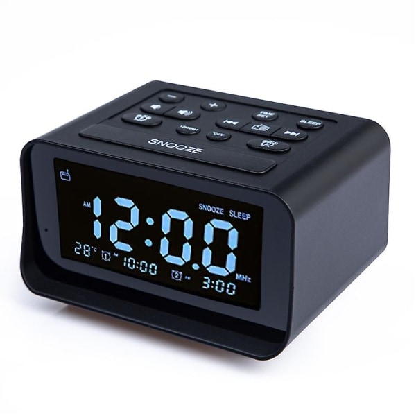 Vækkeurradio, med USB-opladningsport, elektrisk ur med lysstyrkedæmper, justerbar alarm (1 stk)