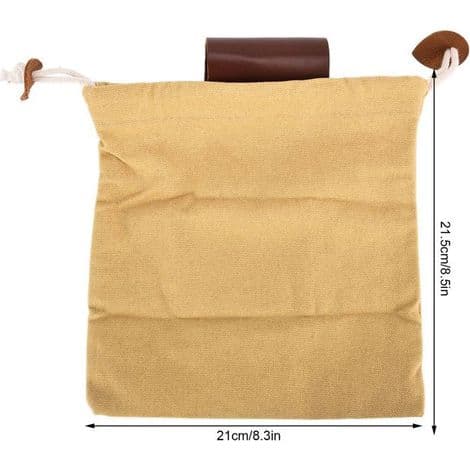 Canvas- och läderplockväska med bälte för camping, khaki färg.
