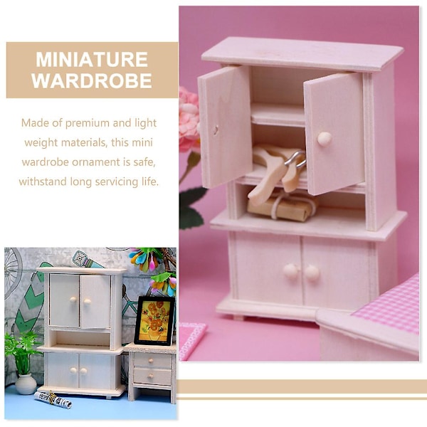 Miniatyrgarderob Tiny House Möbel Minihus Inredning Garderob Leksak Dockhus Tillbehör 3x7x10.3 3x7x10.3cm
