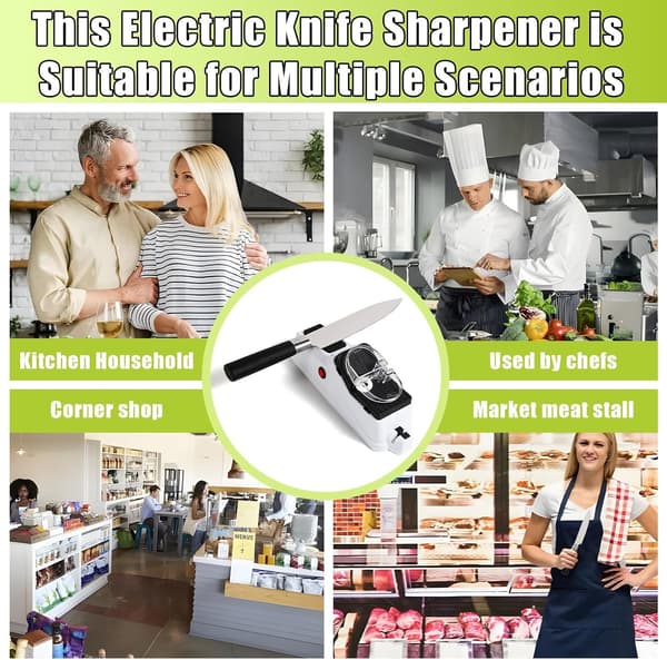 Electric Knife Sharpener, (USB) Double-Sided Knife Sharpener, Fast Sharpening and Polishing, with Protective Cover. (6 Grinding Stones)
