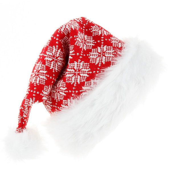 Aikuisen Neulotu Santa Hat Lumihiutale Aaltoviivainen Raidollinen Pehmeä Plus Santa Hat Cute Pom Pom Joululomajuhlan Koriste