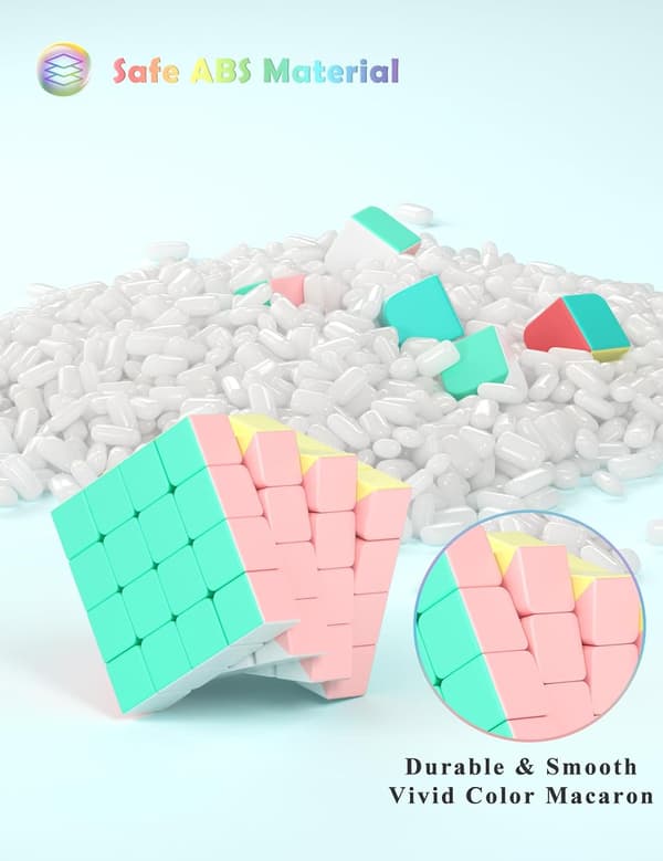 Speed Cube-4x4x4 Stickerless Magic Cube Macaron Vivid Color Fast Cubing for Classroom Training Puzzle Toy Cube 6x6x6cm 4x4 4x4