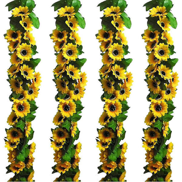 7,2ft/stk Kunstig Solsikke Girland Med 32 stk Solsikkehoveder Silkeblomst Ivy Vine Gar