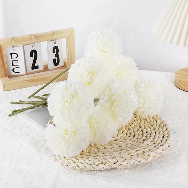 12-pack Silk Chrysanthemum Flowers - White Artificial Chrysanthemums for Spring Decoration