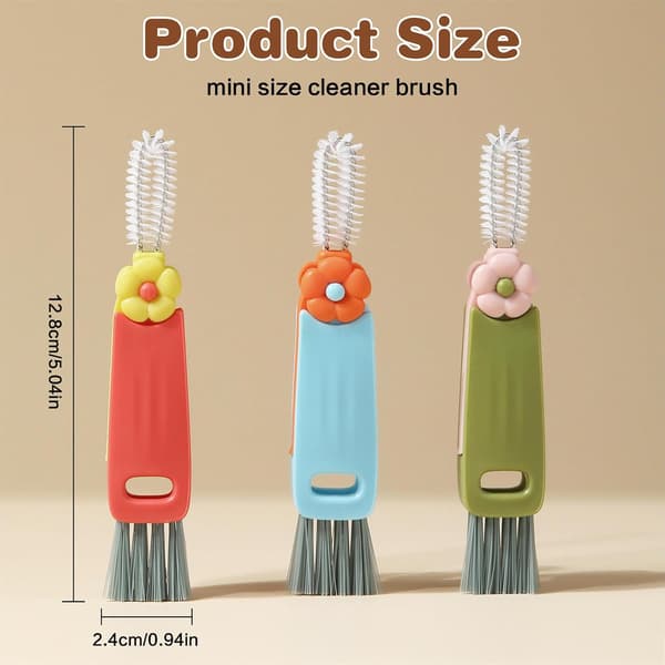 3-pack 3-in-1 Multifunctional Cleaning Brush for Mug Lids