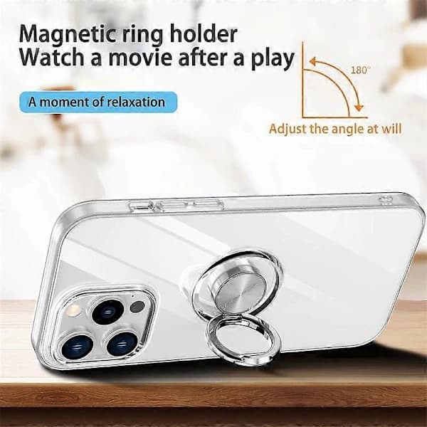 Electroplated Magnetic Ring Holder Case, 360 Degree Rotation Metal Ring, Shockproof Shell for iPhone XS MAX