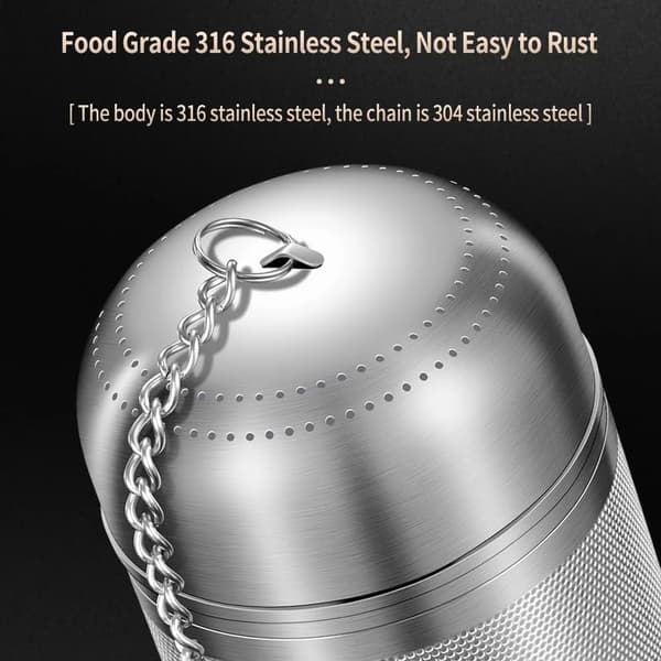 Tea Strainer Set, 2-Pack Mixed Size 316 Stainless Steel Extra Fine Mesh Strainer for Loose Leaf Tea with Chain and Drip Tray