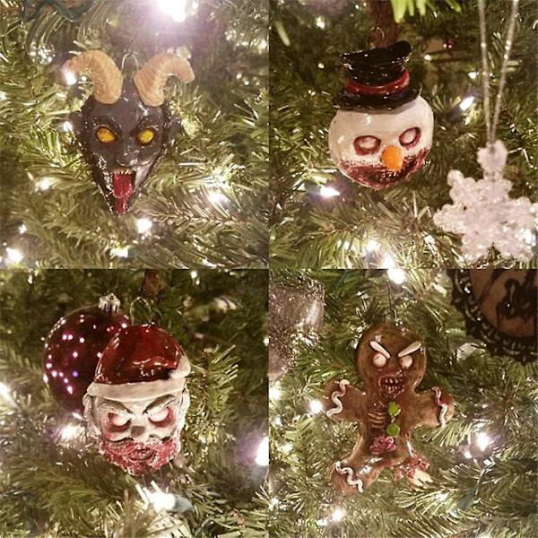 Halloween-kauhu Zombi Joulupukki -patsas Verinen Piparkakku Hartsihahmo DIY-koriste Joulupukin pää