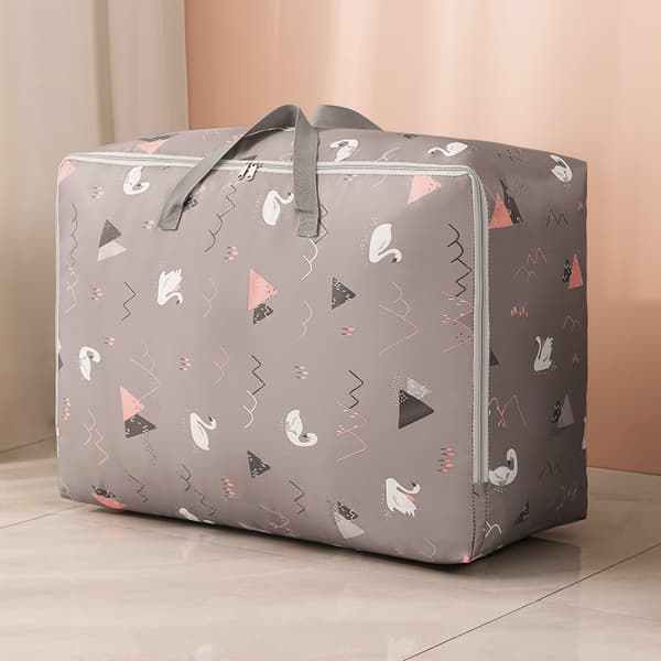 Foldable Storage Bag for Clothes with Handles, Storage Container, Storage Box, Grey Swan, Size: 50 * 35 * 20 cm