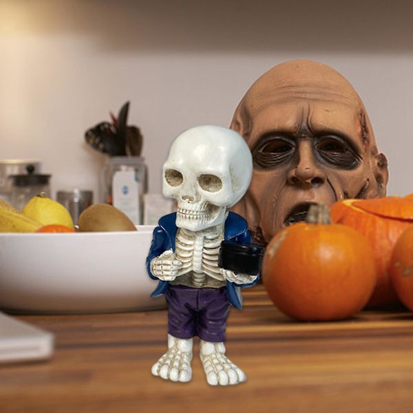 Halloween Skelet-Dukke Ornament Hjem Kontor Harpiks Håndværk Opret Dekoration Gave OrnamentC