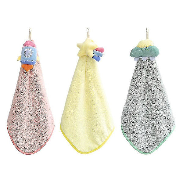 Hängande Kökshanddukar med Slinga Söta Cartoon Mjuka Absorberande Snabbtorkande Köksbadrum Mikrofiber Hängande
