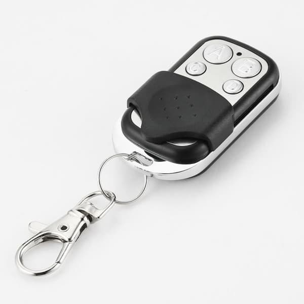 Black color. 4-button wireless remote control, 433 MHz, low power consumption, high professional stability, sensitivity.
