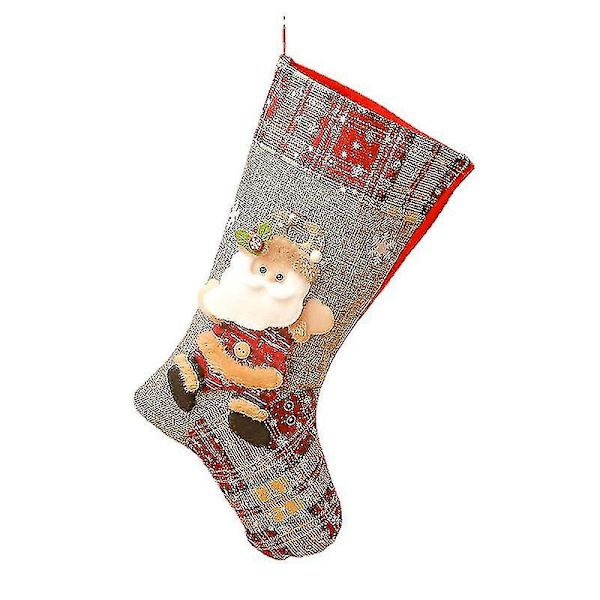 Julstrumpor Julstrumpor Tomte, Klassiska Strumpdekorationer För Julgran Semester Familj (1st)