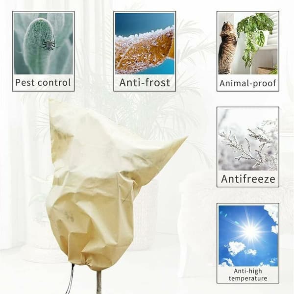 Plantedeksel, Vinterplantedeksel, Plantebeskyttelse for vinter, Vinterbeskyttelse for planter, 2-pakning, 100 x 80 cm & 80 x 60 cm