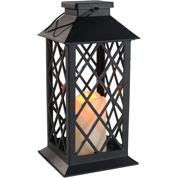 11" ulkopuutarha koristeellinen kynttilälyhty Led Flamelss -kynttilällä, flicher Led -valo ja muovikynttilä, pöytälevy tai riippuva lyhty