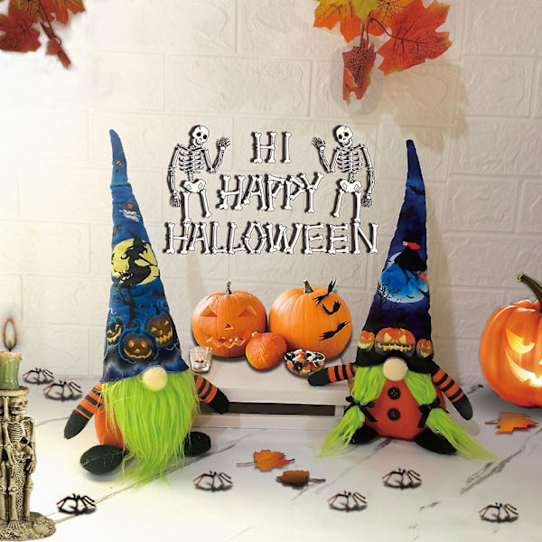 Halloween-kääpiö LED-valolla, Koriste-nukke, Luova Kasvoton Nukke, Sininen