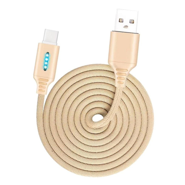 Automatisk Afbrydelse Hurtig Opladning Nylon Kabel Intelligent Strømafbrydelse Telefonopladningskabel Guld