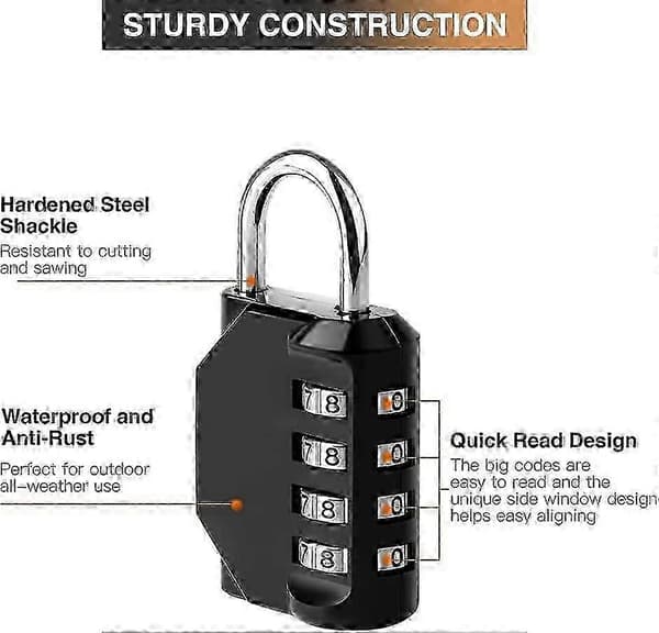 Indoor Lock 4 Digit Robust Waterproof Padlock (Blue) 1 Piece