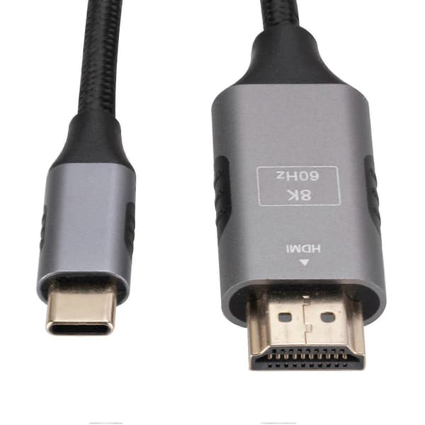 1,8 m Type-C hann til HDMI hann kabel 8K 60HZ UHD videoadapter flettet ledning
