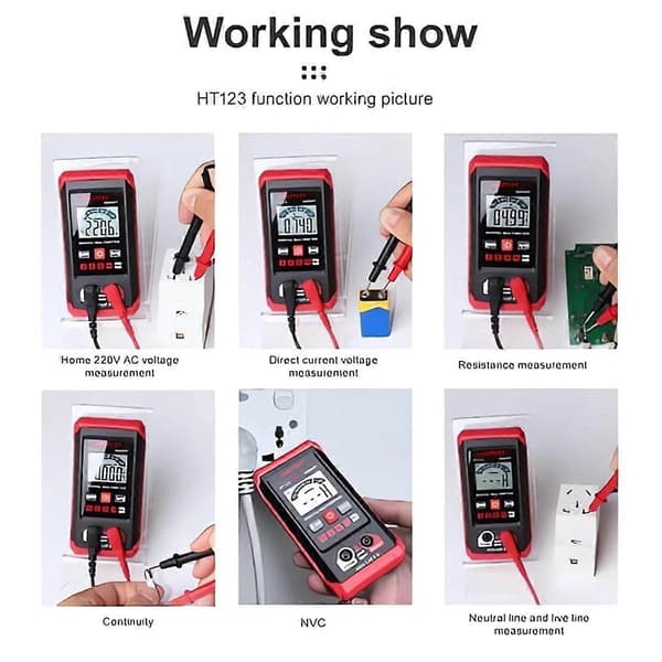 HT123 Digitalt Multimeter - Automatisk Digitalt Multimeter - Smart Måling - Elektrisk Tester Voltmeter Multimeter