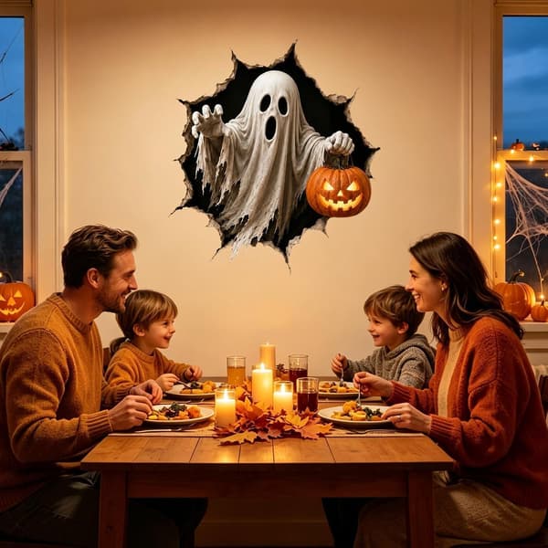 Halloween Spooky-Themed Wall Decals for Home Decor, Halloween 3D Wall Decals - F