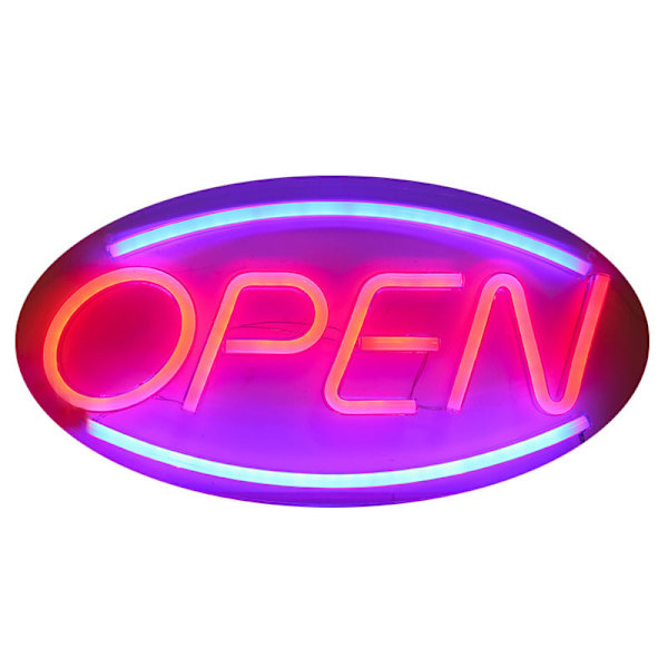 Super Ljus LED Neon Öppet Skylt för Företag 17.7x8.6Tum Stor Oval Ram En Nyckelbrytare för Sovrum Heminredning Bar Fest