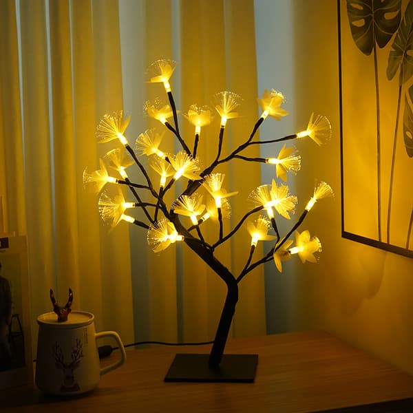 24-delad LED-ljusfiberoptisk träd lampa jul vit dröm sovrum