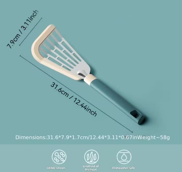 Spatula with silicone handle, made of high-temperature resistant silicone material, non-stick and does not damage pots, smooth stirring.