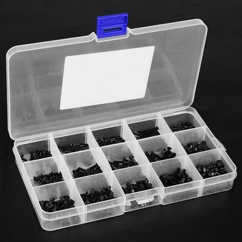 480 Pieces Hex Socket Countersunk Head Screws in Black Carbon Steel, Assorted Bolts and Nuts M2 M2.5 M3