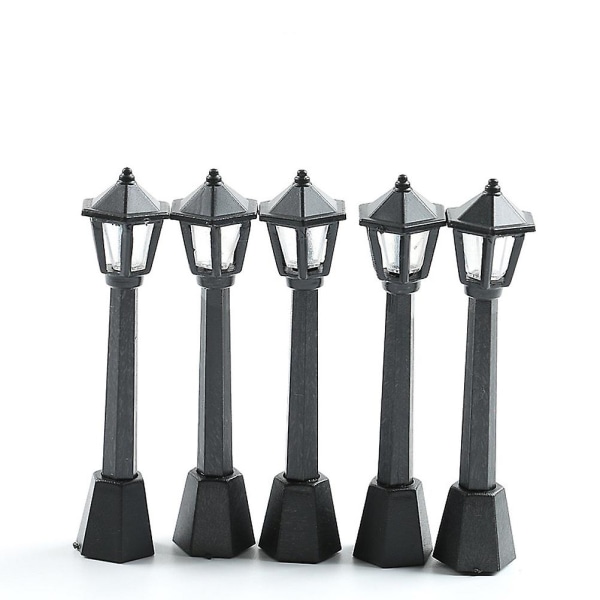 8 stk Miniatyr Gatelamper Miniatyrhus Gatelamper Mini Gatelampe Modeller Dekor Svart