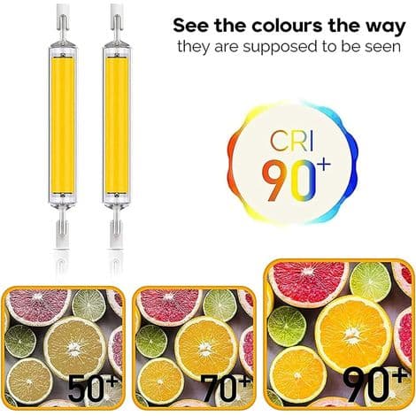 118 mm R7s LED Bulbs, 4 High Brightness Double-Ended Warm White 20W Bulbs, Equivalent to 200W Halogen Bulbs.