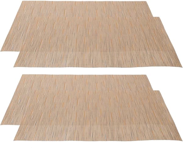 4 stk 30x45 cm PVC vanntette bordbrikker med bambusstruktur