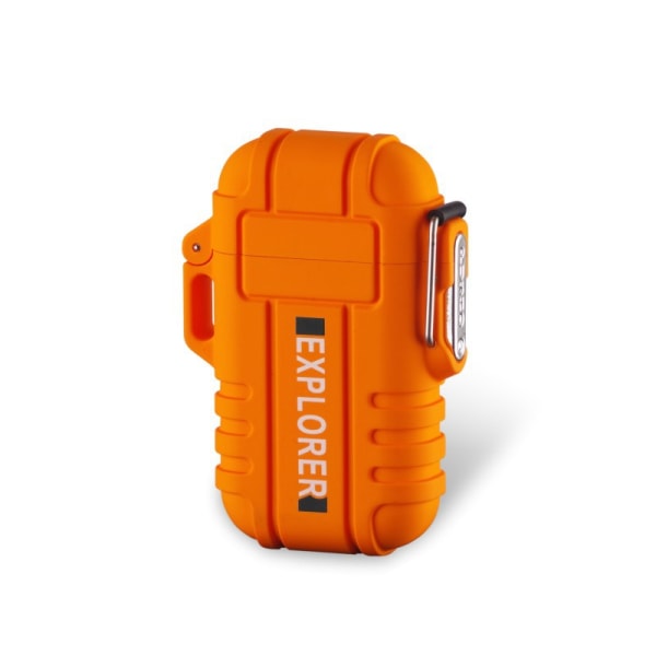 Elektrisk tändare Vattentät Flamlös Dubbelbåge USB Uppladdningsbar Vindtät Butanfri Idealisk för inomhus- och utomhusaktiviteter (Orange)