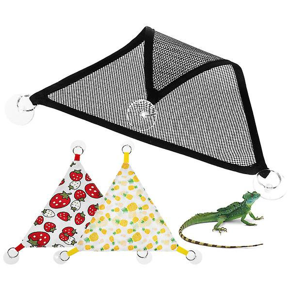 4 st Reptilhängmattor Andningsbar Mesh Triangel Ödla Gecko Solplats med Sugkoppar