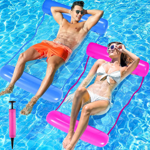 2 st Inflatable Vattenhängmatta, Flytande Sänghängmatta, Uppblåsbar Vattenstol, Simbassänghängmatta, för Sommarfest Simning Strandsemester Vuxna Barn Vattenleksak