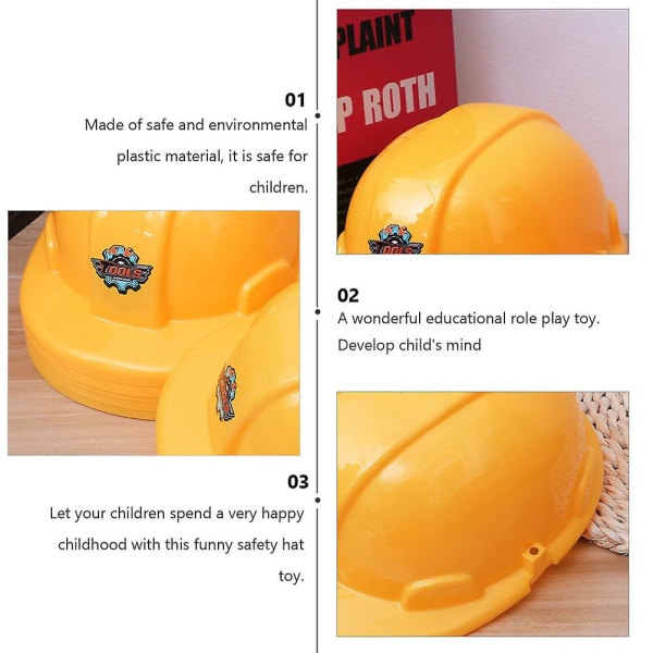 4 kpl Tekninen hattu lelu turvalelu turvakypärä lelu lapsille, oranssi 21,5 x 17,5 cm Orange 21.5X17.5CM