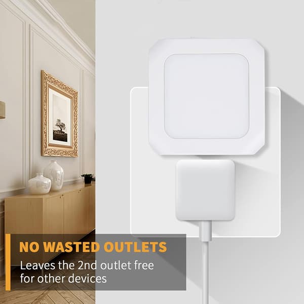 LED Night Light Plug In 2-pack with Dusk Sensor Adjustable Brightness Warm White Light for Children's Room