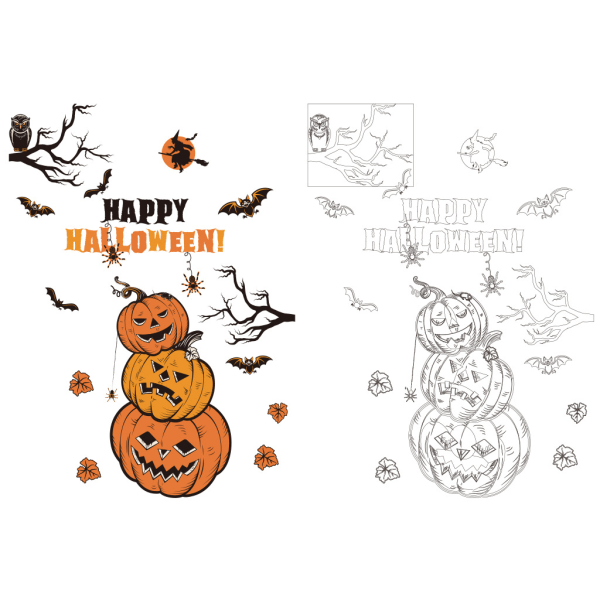 Halloween-koristeet ikkunaan, söpöt kurpitsa-aave-lepakko-hattu-Boo-ikkunatarrat lasi-ikkunoille, Onnellinen Halloween-koriste